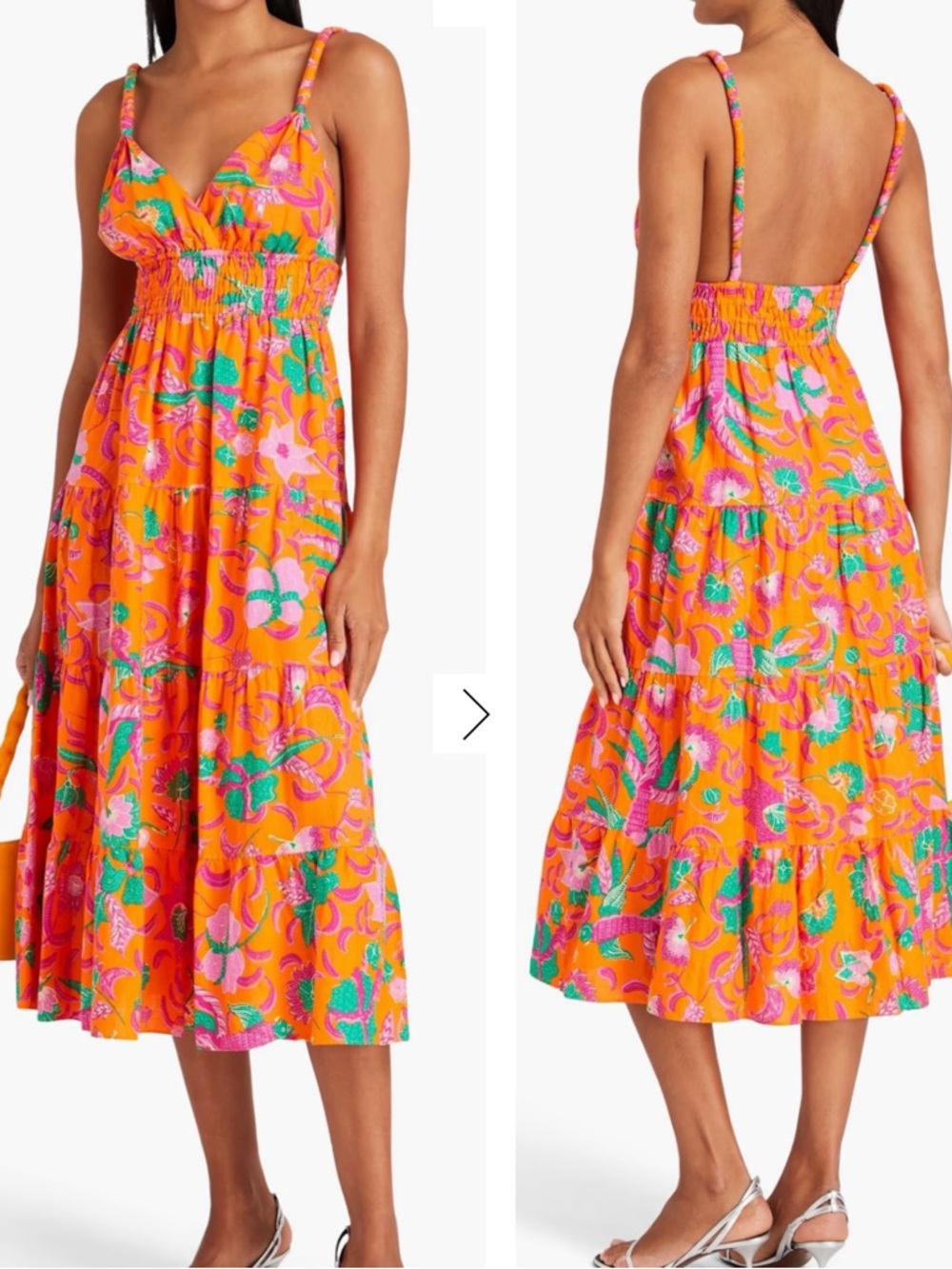 NWT-Derek Lam 10 Crosby-Cecelia-Tiered-Spaghetti Strap-Floral Midi Dress-Sz 8